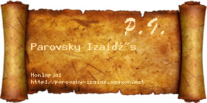 Parovsky Izaiás névjegykártya